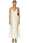 Leset Barb Backless Satin Maxi Dress In Creme