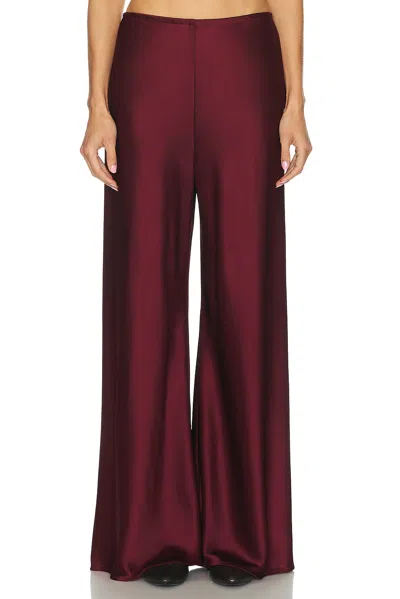 Leset Barb High-rise Satin Straight Pants In Burgundy