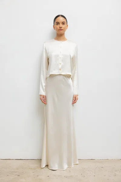 Leset Barb Bias Skirt In Neutral