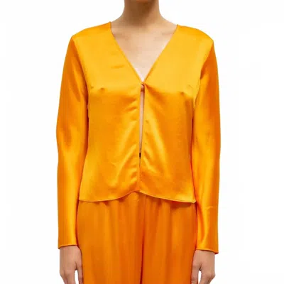 Leset Barb Single Button Long Sleeve Top Mandarine In Orange