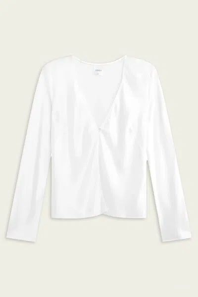 Leset Barb Button Long Sleeve Top In Optic White