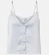 Leset Barb Button Satin Camisole In Blue