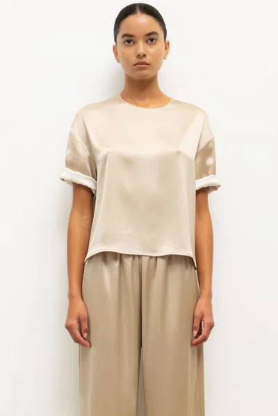 Leset Barb Contrast Tee In Sand