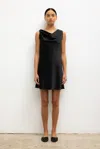 Leset Barb Cowl Satin Mini Dress In Black