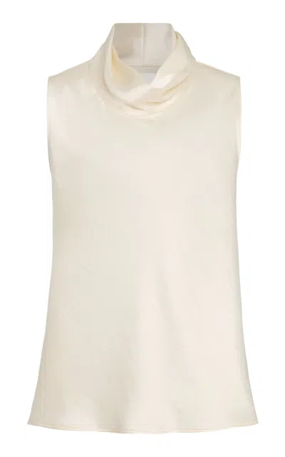 Leset Barb Sleeveless Cowl Neck Top In White