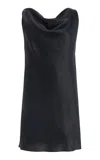 Leset Barb Cowl Satin Mini Dress In Black