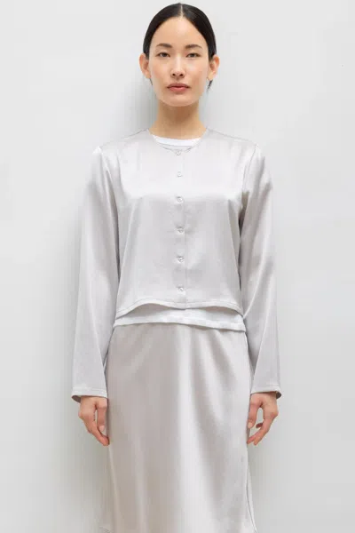 Leset Barb Crew Cardigan In Gray