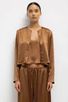 Leset Barb Crew Cardigan In Henna