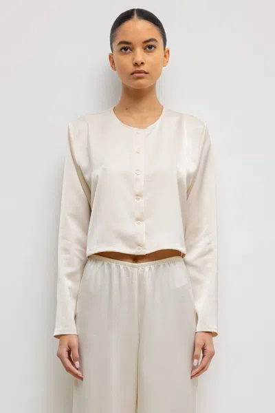 Leset Barb Crew Cardigan In Neutral