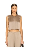 Leset Barb Crewneck Top In Metallic Bronze