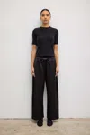 Leset Barb Crop Drawstring Pants In Black In Black