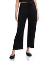 Leset Pointelle Cropped Wide Leg Pants In Black