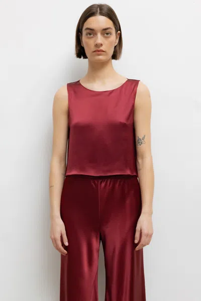 Leset Barb Crop Sleeveless Crew In Brown