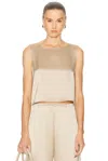 Leset Barb Crop Sleeveless Crew Top In Gray