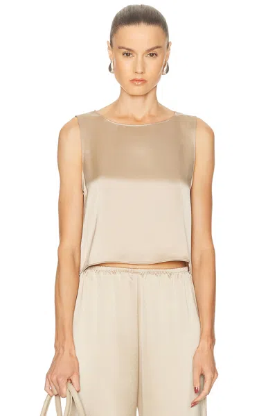 Leset Barb Crop Sleeveless Crew Top In Gray