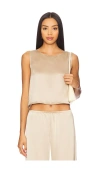 Leset Barb Crop Sleeveless Crew Top In Brown