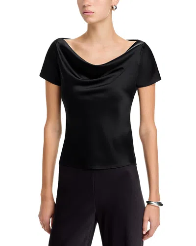 Leset Barb Draped Neck Top In Purple