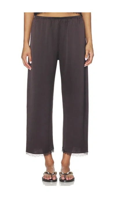 Leset Barb Lace Crop Pant In 巧克力色
