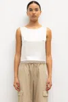 Leset Barb Lace Crop Sleeveless Crew In White