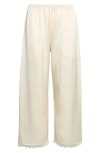 Leset Barb Lace-trimmed Satin Wide-leg Pants In White