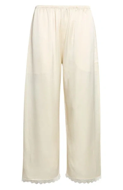 LESET LESET BARB LACE DETAIL CROP SATIN PANTS