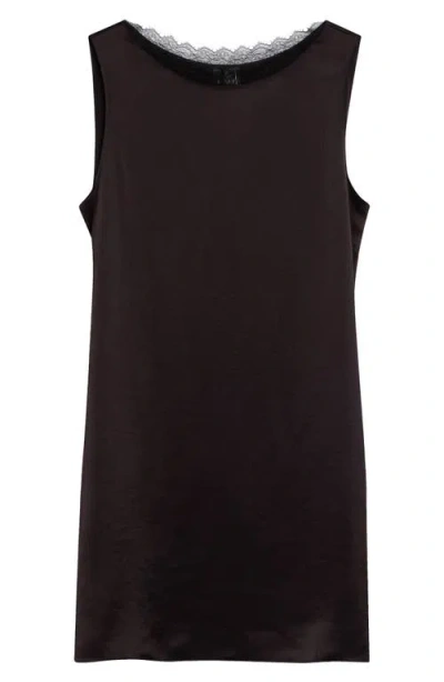 Leset Barb Lace Detail Satin Minidress In Chocolate