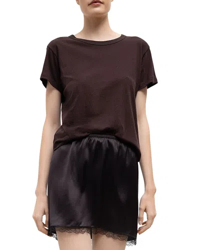 Leset Barb Lace Mini Skirt In Brown