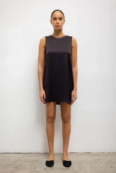 Leset Barb Lace Sleeveless Mini Dress In Brown