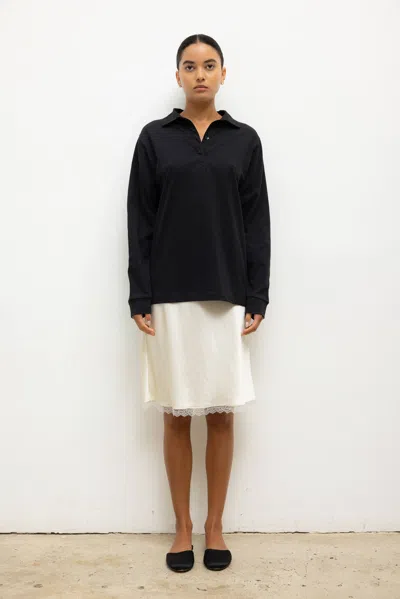 Leset Barb Lace Slip Skirt In Black