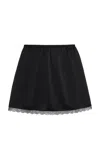 Leset Barb Lace-trimmed Satin Mini Skirt In Black