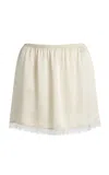 Leset Barb Lace-trimmed Satin Mini Skirt In White