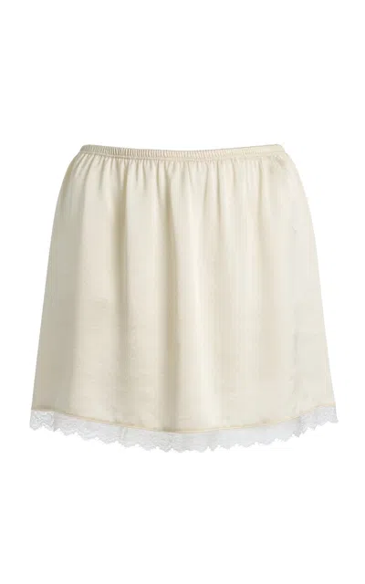 Leset Barb Lace-trimmed Satin Mini Skirt In White
