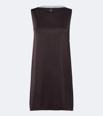 Leset Barb Lace-trimmed Satin Minidress In Brown