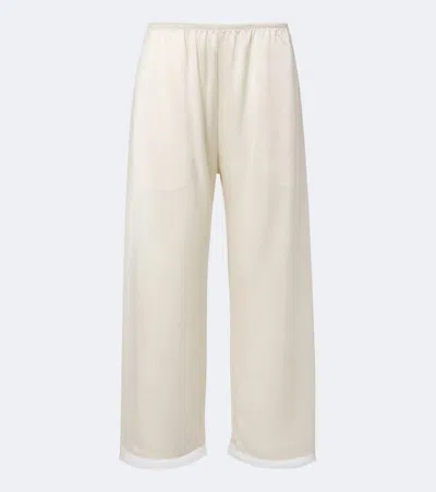 Leset Barb Lace-trimmed Satin Wide-leg Pants In White