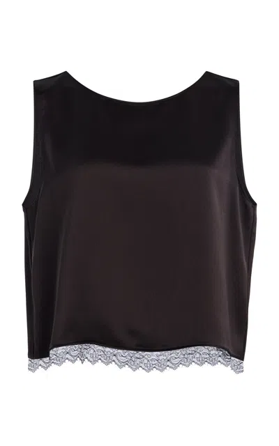 Leset Barb Cropped Lace Top In Black