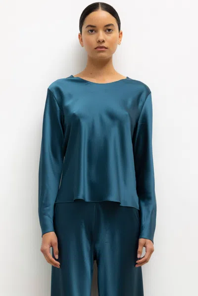 Leset Barb Long Sleeve Crew In Blue