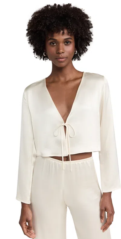Leset Barb Long Sleeve Tie Top Cream