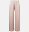 Leset Barb Mid-rise Satin Wide-leg Pants In Pink