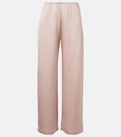 Leset Barb Mid-rise Satin Wide-leg Pants In Pink