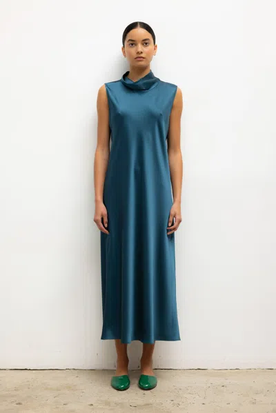 Leset Barb Mock Neck Sleeveless Dress In Blue