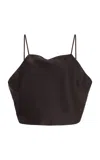Leset Barb Open Back Satin Cami Top In Brown