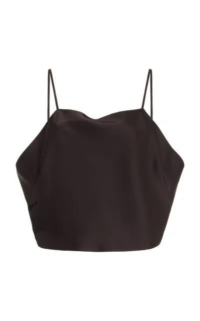 Leset Barb Open Back Satin Cami Top In Brown