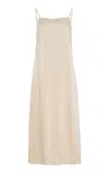 Leset Barb Open Back Satin Midi Slip Dress In Ivory