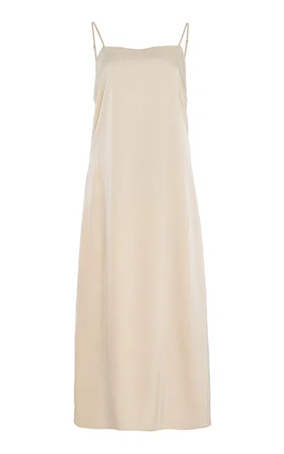 Leset Barb Open Back Satin Midi Slip Dress In Ivory