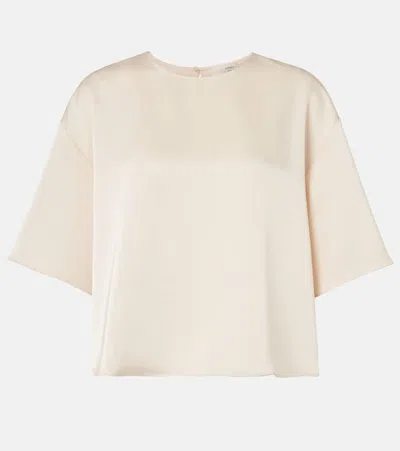 Leset Barb Oversized Satin T-shirt In White