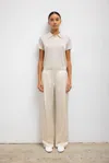 Leset Barb Pleated High Waist Pants In Creme In Neutral