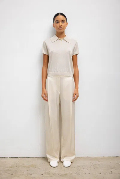 Leset Barb Pleated High Waist Trouser In Creme