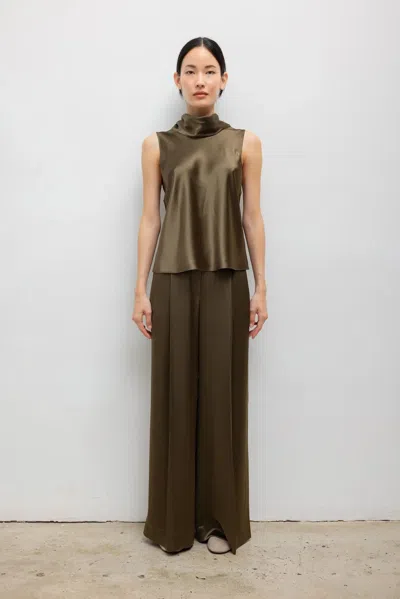 Leset Barb Pleated Trouser In Brown