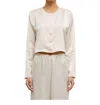 Leset Barb Satin Crew Cardigan In Creme In Neutral