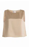 Leset Barb Satin Crop Top In Brown